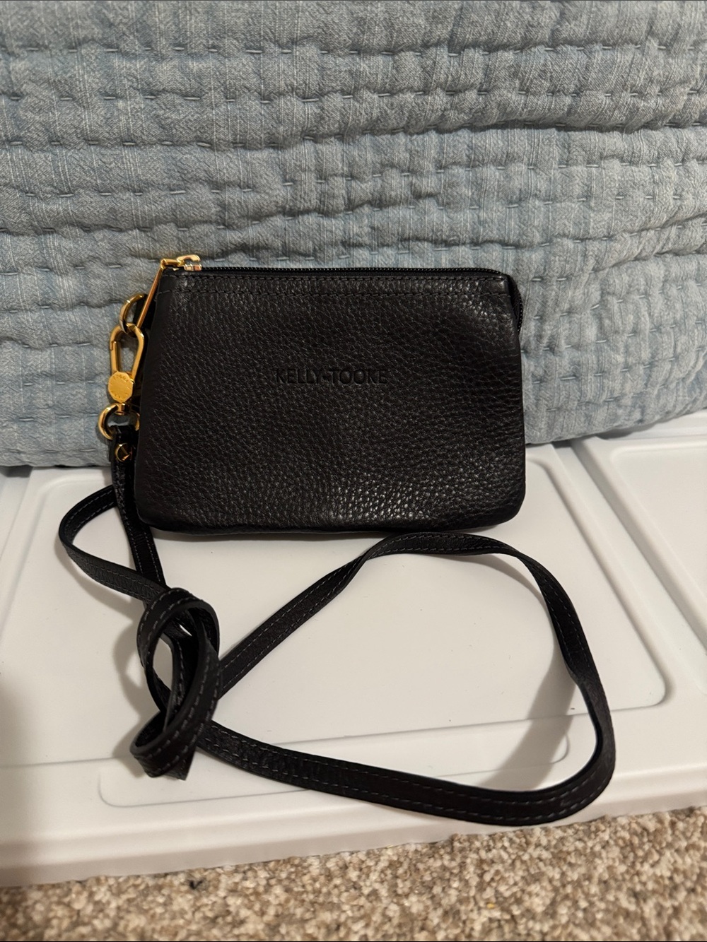 Black Pebbled Leather Crossbody Pouch